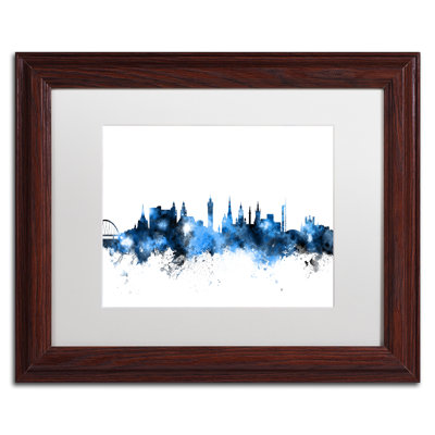 « glasgow écosse horizon white », reproduction d’impression sur toile encadrée