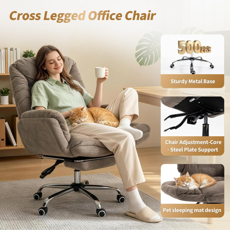 Upholstered Swivel Armchair, Brown