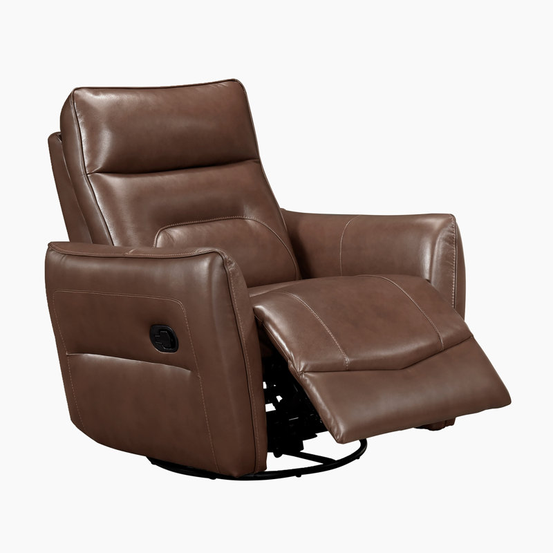 Jonas 36" Modern & Contemporary Swivel Glider Top Grain Leather Match Reclining Chair with 360-Degree Swivel & Gentle Gliding Motion