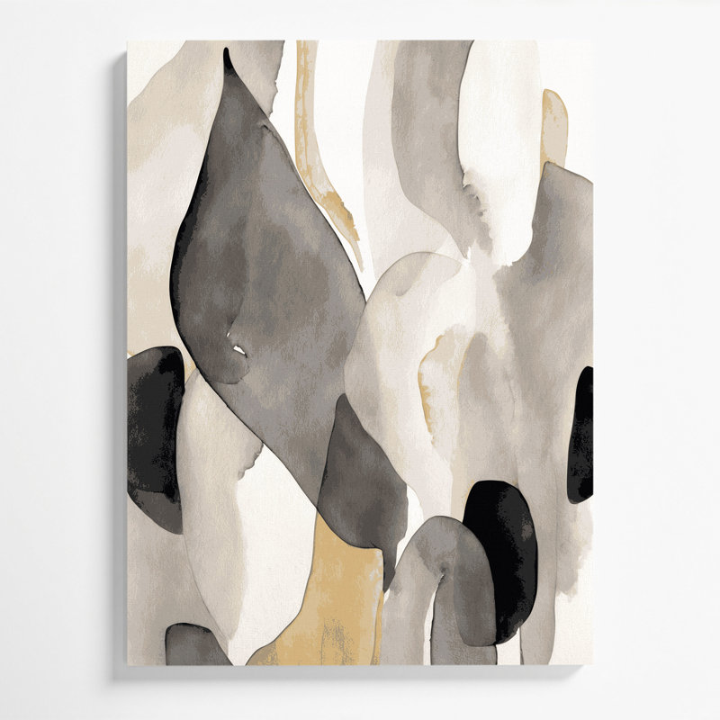 Abstrait aquarelle 63, art mural sur toile grise, H 14 po x l 11 po