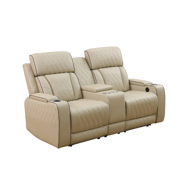 Causeuse inclinable en cuir 71,5 po Boyigton, Beige