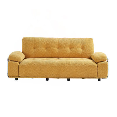Canapé 88,88 po en chenille moderne avec structure à accoudoirs en acier et coussins de compression