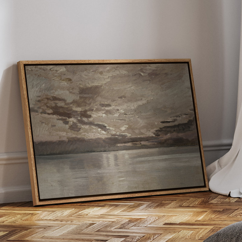 Art mural sur toile encadrée - Horizon marin Moody avec reflet de nuage dramatique - 16 po x 24 po, 24 po x 36 po, Naturel