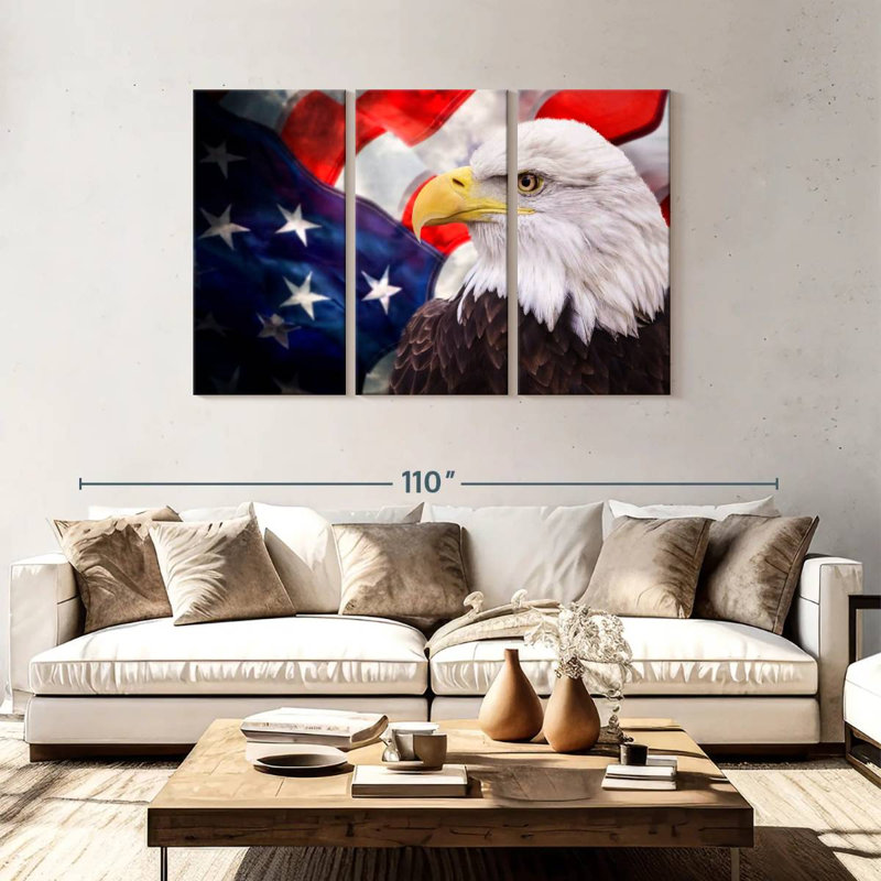 Brampt USA Flag And American Eagle, 48" H x 74" W