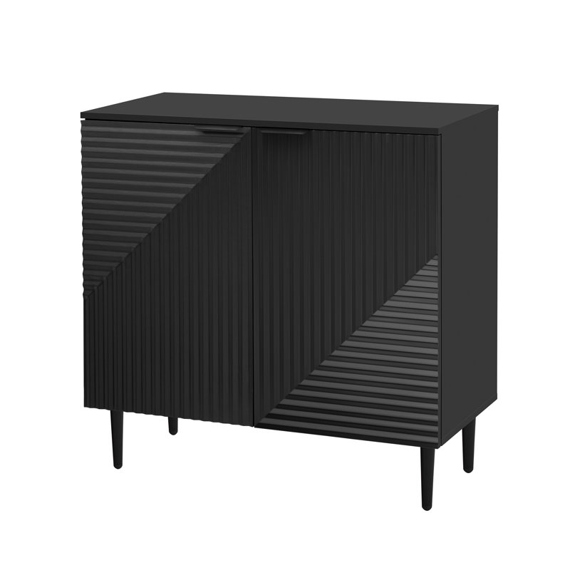 Minimalist Side Cabinet, Functional Cabinet With Geometric Design, Black