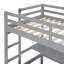 Lit mezzanine simple avec bureau et tableau d'écriture, lit mezzanine en bois avec bureau et armoire à 2 tiroirs - gris