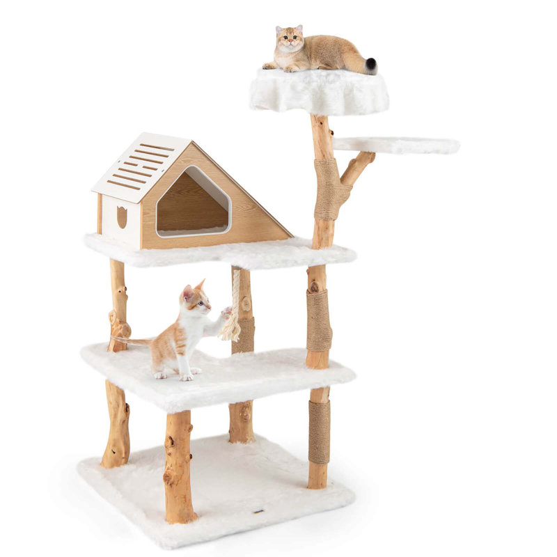 Arbre à chat 60 po en bois de sisal avec 2 perchoirs