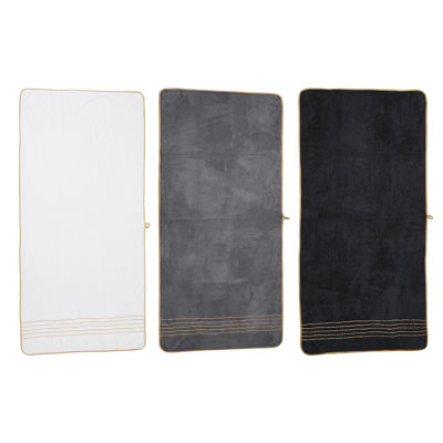 3-Pack Polyester Bath Towels with Gold Lines