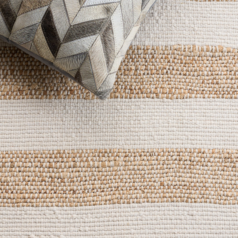 Natural Fiber 124 Hand Woven 70% Jute; 30% Cotton Abstract Rug, Rectangle 3' x 5'