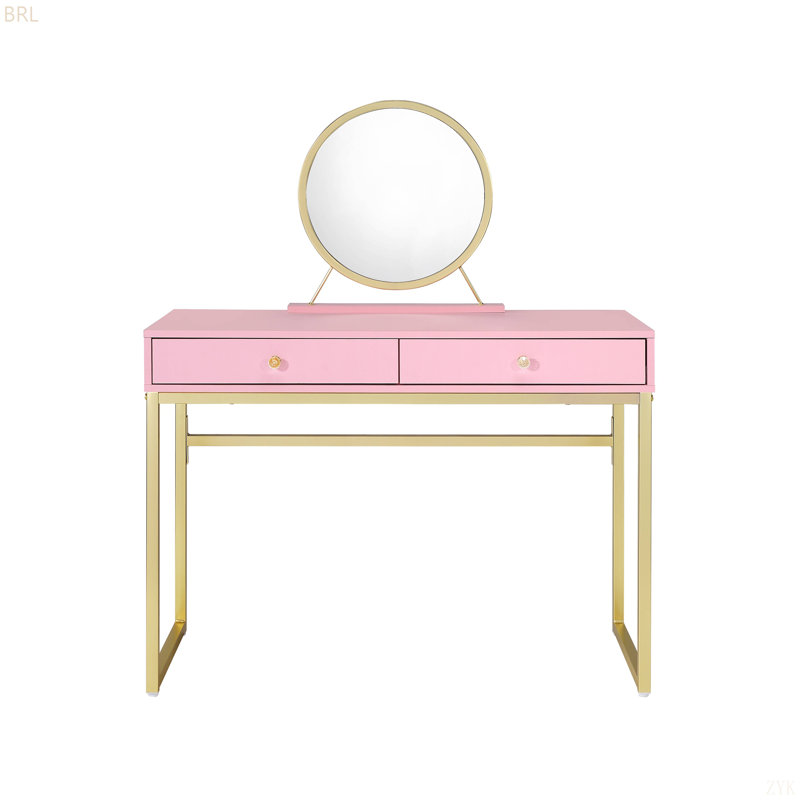 Coleen  & Gold Finish Vanity Desk W/Mirror & Jewelry Tray