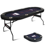 Table de poker pliable 8 joueurs avec rails rembourrés et porte-gobelets RayChee 