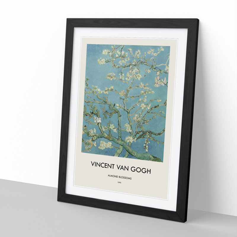 Almond Blossom Brancehs Vol.1 by Vincent Van Gogh - Picture Frame Painting, Black Framed, 48cm H x 36cm W x 2cm D