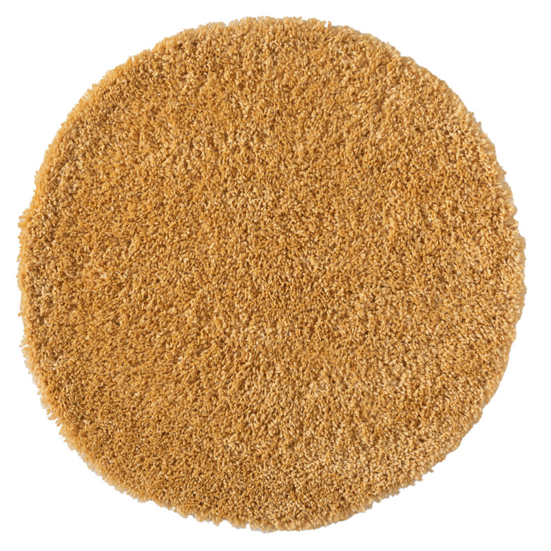 Shaggy Lush Golden Yellow Rug, Round 100cm