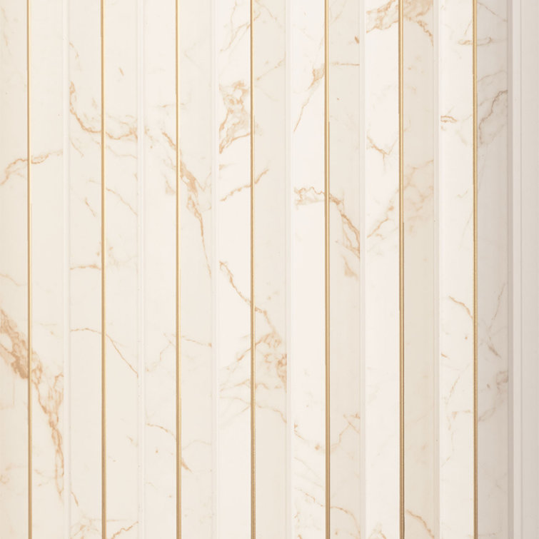Gilded Peaks 112" L x 9.5" W x 0.5" D Polystyrene Glue-up Wood Slat Walls 73.5 sq.ft.