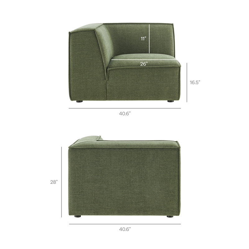 Canapé modulaire rembourré en U 6 pièces Bange Performance, Tissu feuillage
