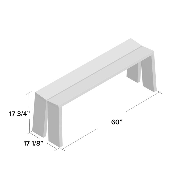 Amicable Solid Wood Dining Bench, Walnut, 17.5" H x 60" W  x 17.1" D