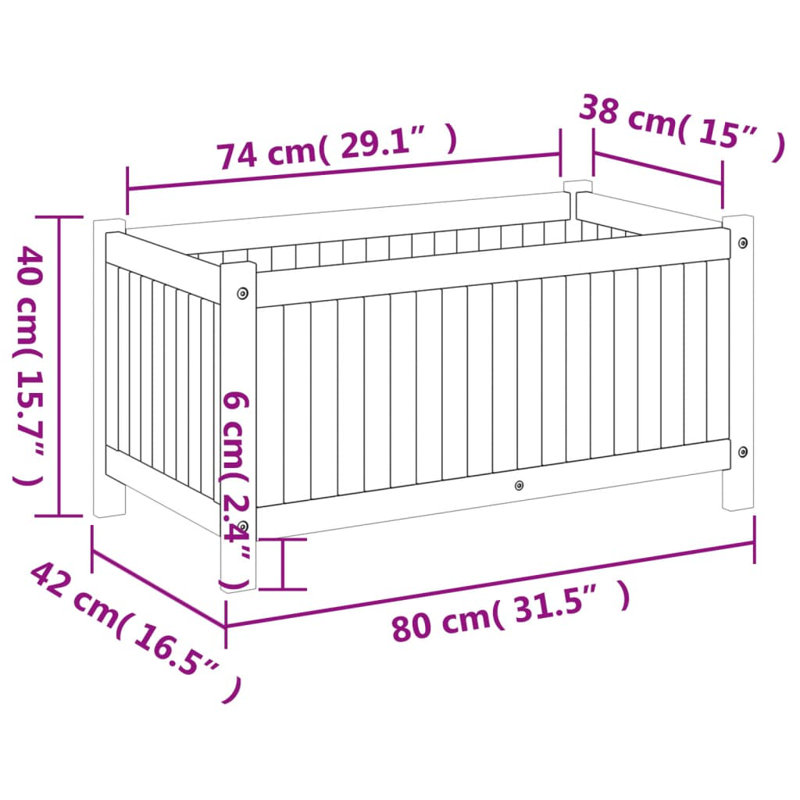Olmeda Planter Box, 40cm H x 80cm W x 42cm D