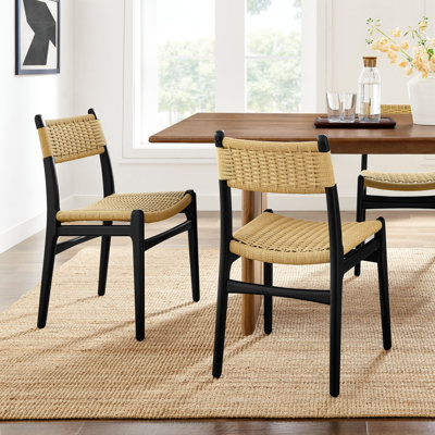 Ensemble de 2 chaises d'appoint en corde et bois Wynn