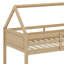 Lit superposé simple au-dessus de simple, structure de lit en bois d'hévéa avec échelle et garde-corps, lit superposé au sol-107391812