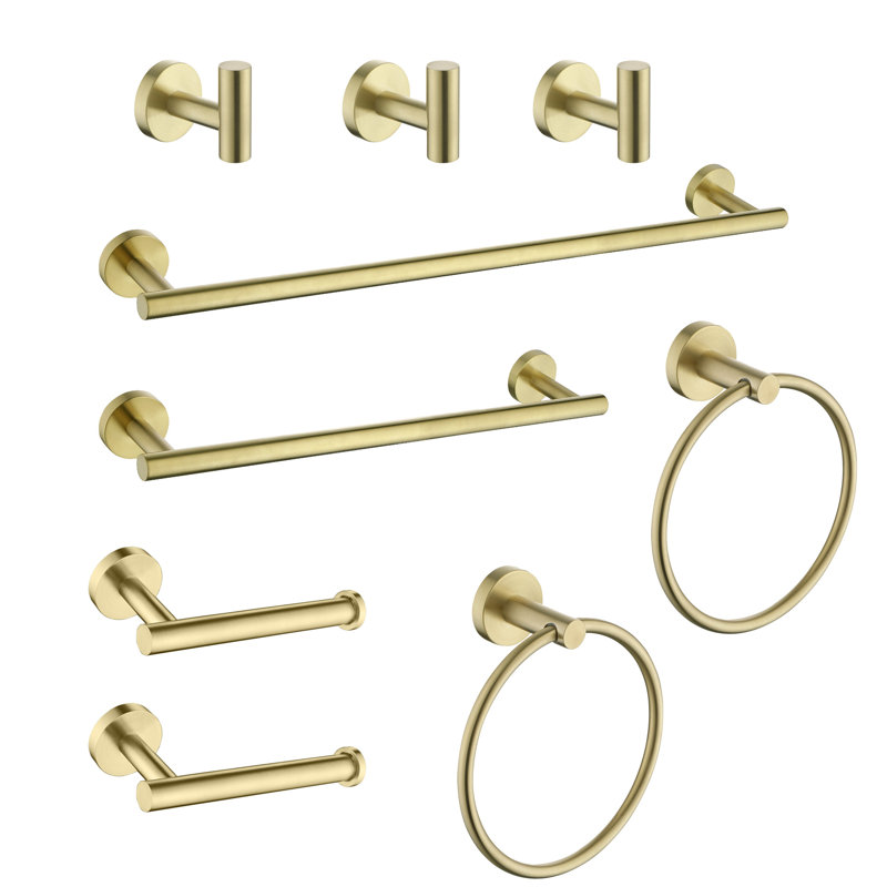 9 - Piece Bathroom Hardware Set, Brushed Gold