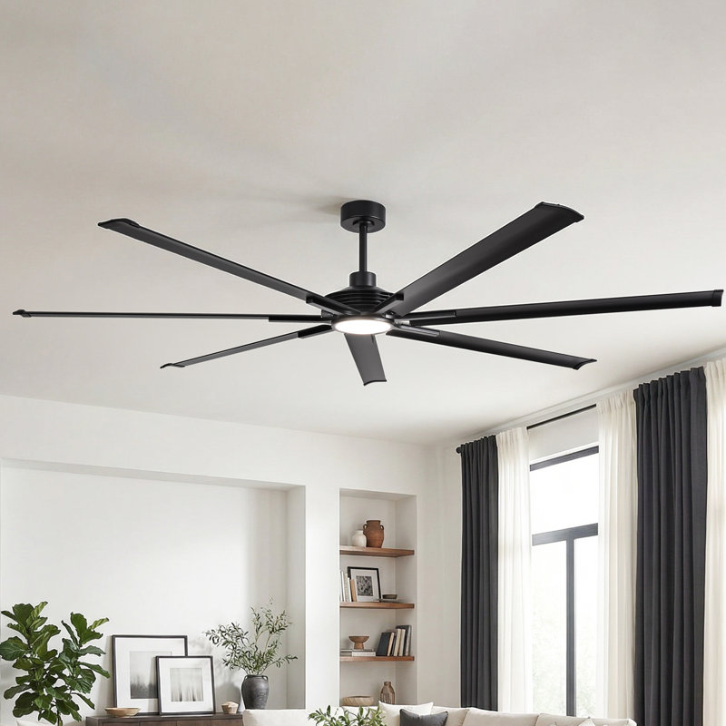 120" 7 Aluminum Blades Extra Large Commercial Industrial Ceiling Fan With LED Lights And Remote Control For Warehouse Garage Gym