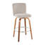 Tabouret de bar pivotant à hauteur fixe avec pieds en bois de noyer et revêtement en tissu beige - ensemble de 2