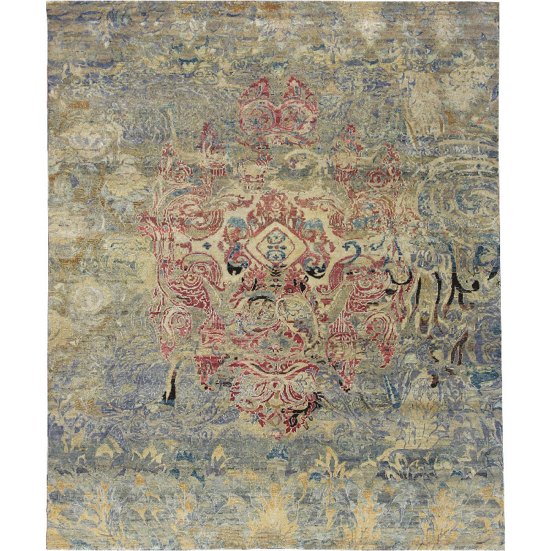 Multicolored Alchemy Transitional Wool Silk Blend Rug - 7'10" x 9'9"