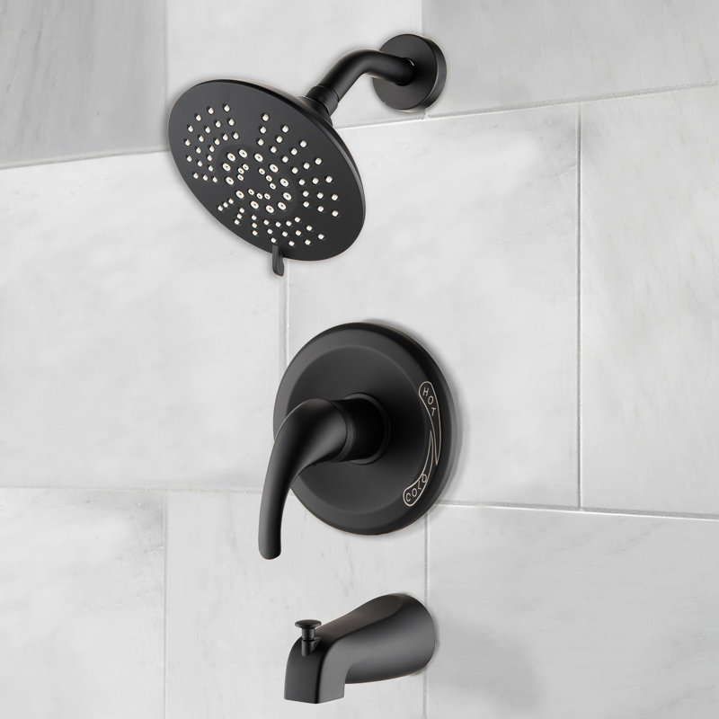 Shower Faucet With Matte Black Finish & 5 Sprays - Corrosion 5 Tub Spout And