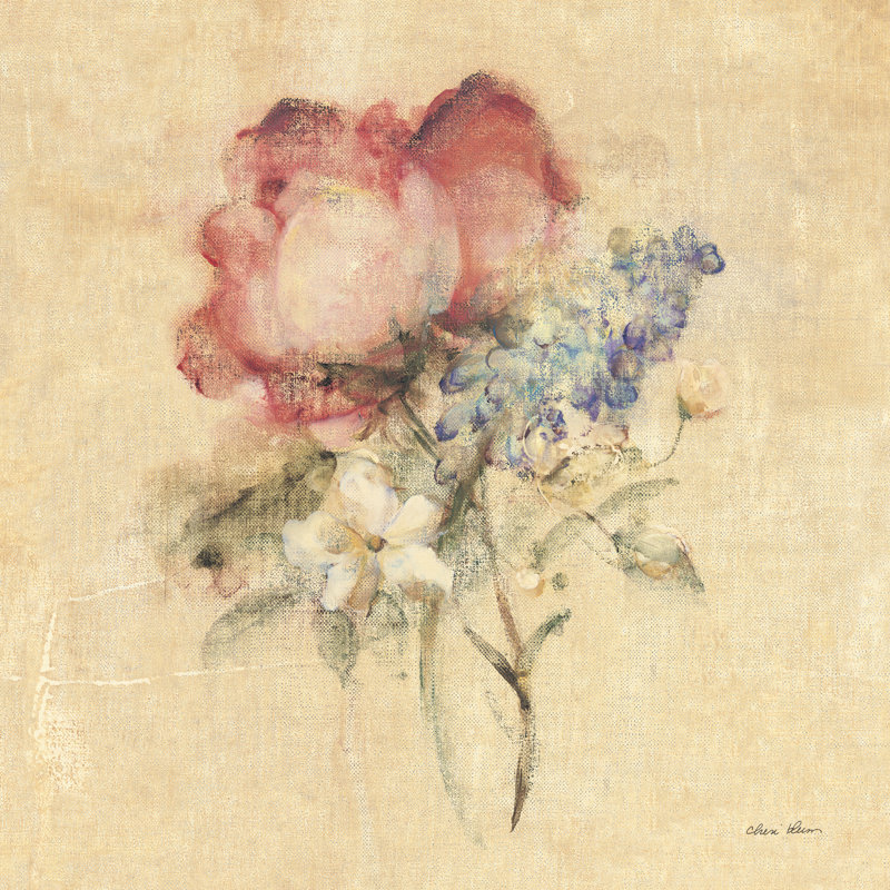 «Rose Nosegay» par Cheri Blum - impression, Encadrement argenté, Non, H 30 po x l 30 po x P 1,25 po