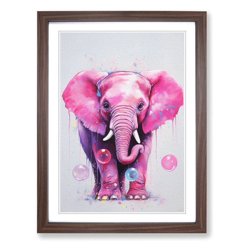 Elephant Bubble Gum - Framed Print, Walnut, 64cm H x 46cm W x 2cm D