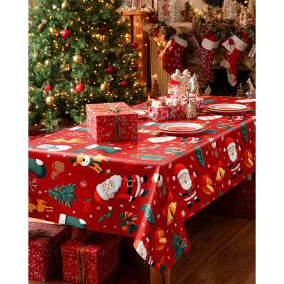 Christmas Red Table Cloth Rectangle Table – 6-Pack, 54"×108" Plastic Table Cloth Disposable, Perfect for 6ft Tables, Holiday Party & Christmas Gathering Table Cover
