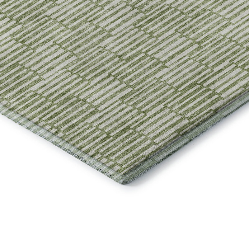 Premium Machine Washable Prisco Green Rug, Round 8'