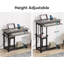 Bureau portable réglable en hauteur avec prise de courant et ports USB, table d'appoint roulante en forme de C avec plateau à clavier, table à boissons