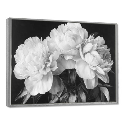 Pivoines en blanc et noir - pivoines, art mural