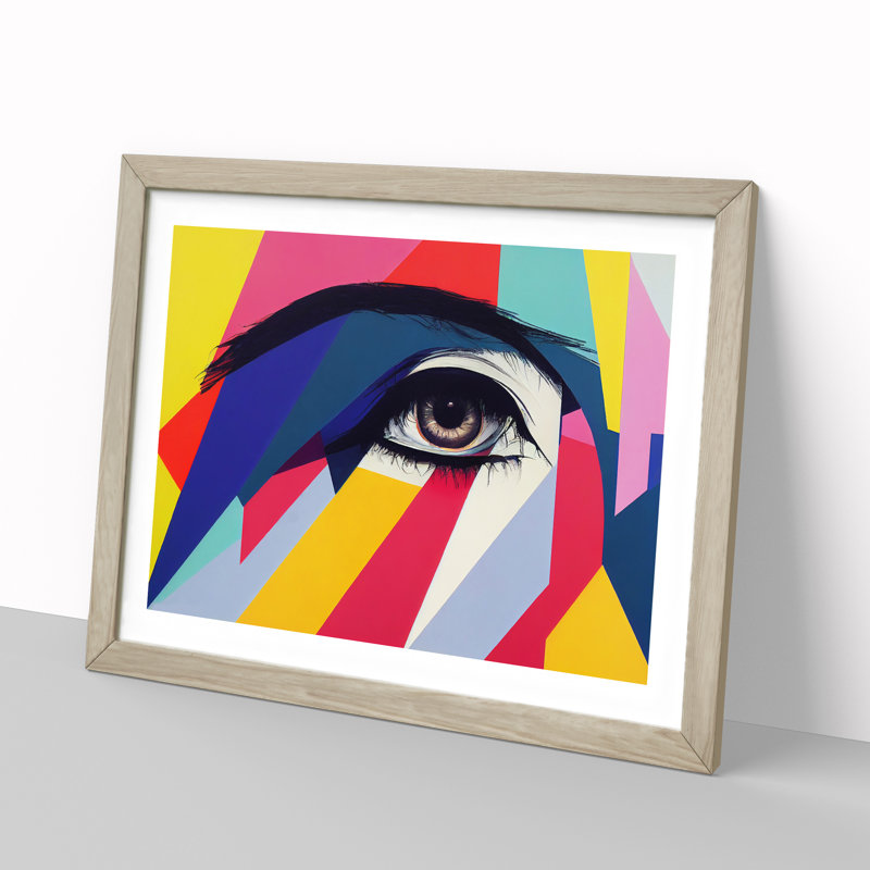 Colourful Abstract Eye Vol.1 - Framed Print, 25cm H x 34cm W x 2cm D, Oak
