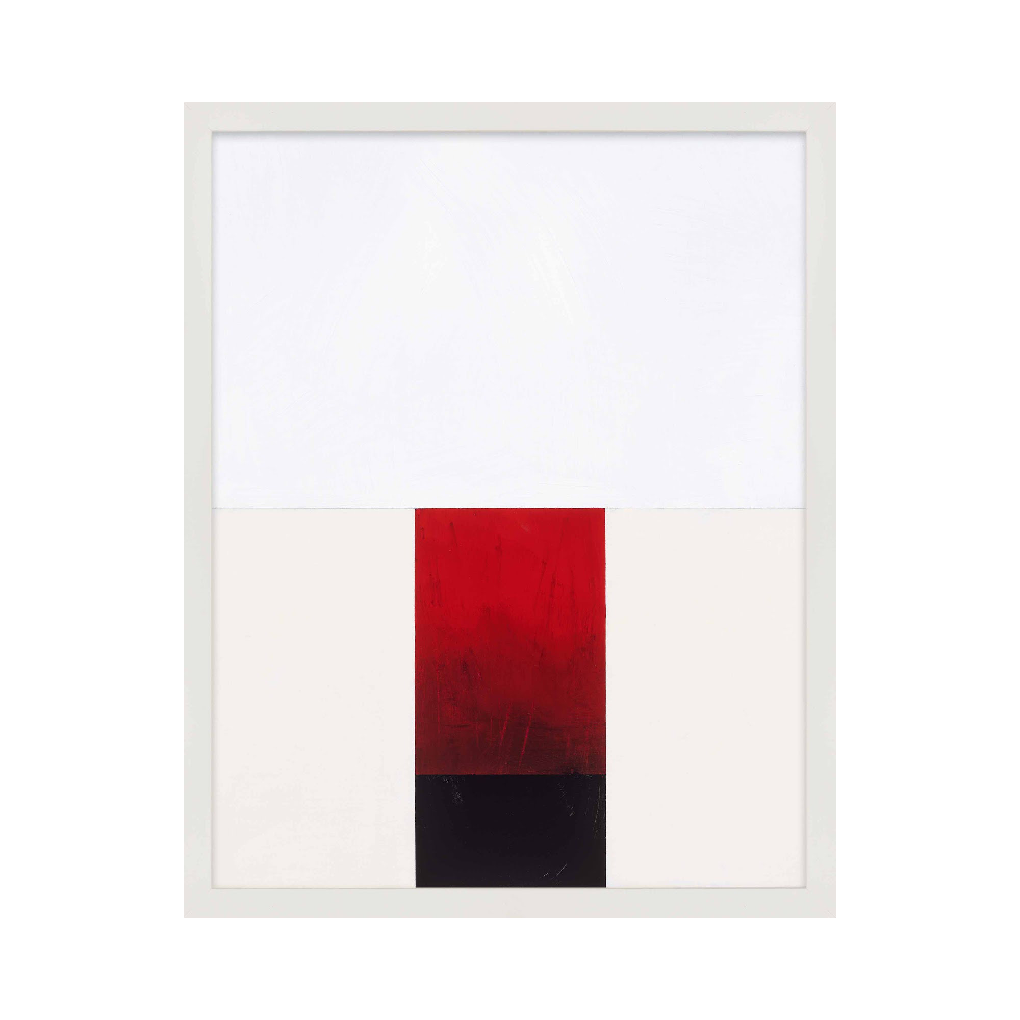 Tempo With Red 2 by Robert Kamnatnik, White Framed Paper, 30" H x 24" W x 1.25" D
