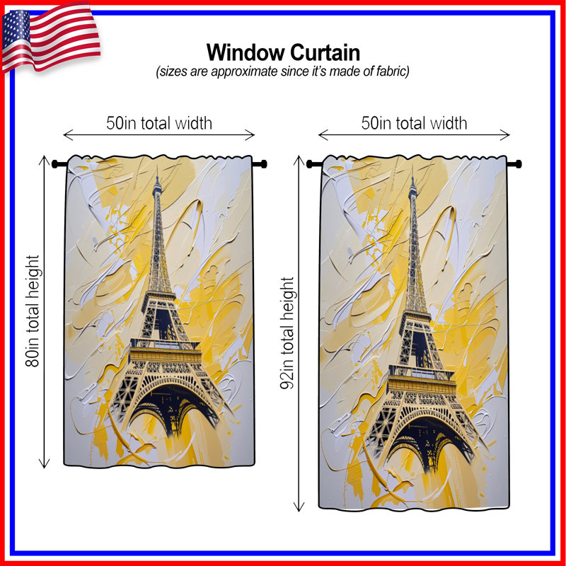 Rideaux de fenêtre Eiffel, voilages et rideaux occultant - 1 panneau, Blocage, 50" x 92" - 1 Panel