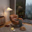 Chaise berçante moderne et ergonomique, chaise berçante rembourrée surdimensionnée avec structure en bois massif et revêtement en cuir pour le salon
