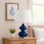 24" H Contemporary Lighting | Blue Glass & Ivory Cream Fabric Shade-107417427