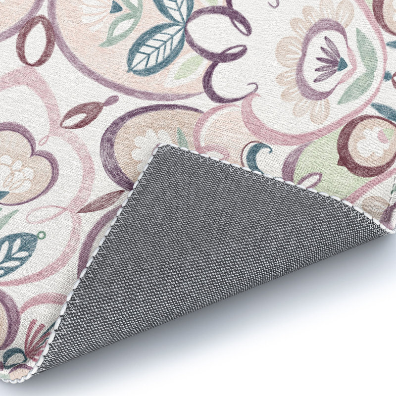 Tapis à motif floral rose, Rectangle 5 pi x 7 pi