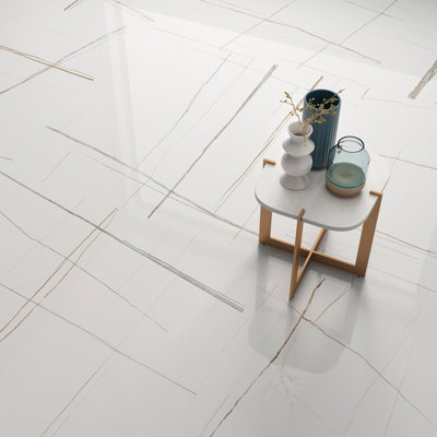47.24" x 47.24" Polished Marble Look Porcelain Floor and Wall Tile