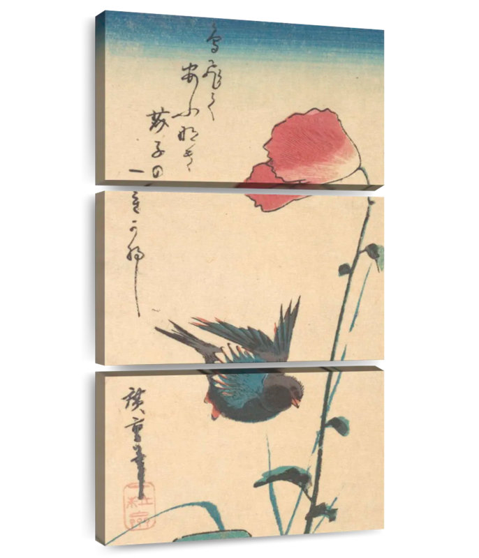 Coquelicot et moineau 1833, H 27 po x l 12 po