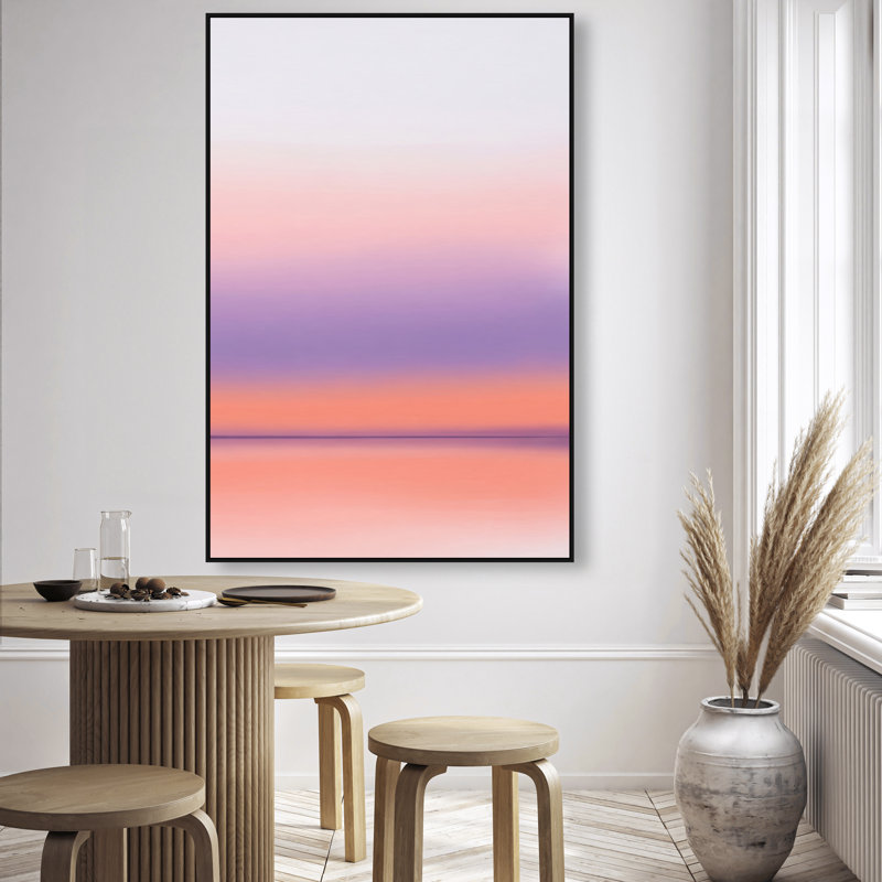 Peach Coastline Print by Oliver Gal, 16"H x 11"W, Black Floater Frame
