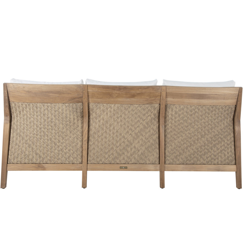 Savannah Teak Outdoor Sofa, Welt + Dream Fill, Harbor Stripe Indigo