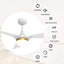 Ventilateur de plafond intelligent à 3 pales blanc avec lumière, ventilateur de plafond intelligent d'intérieur et d'extérieur réglable à 10 vitesses avec télécommande Alexa / assistant Google / raccourcis Siri / minuterie / calendrier, lumière D
