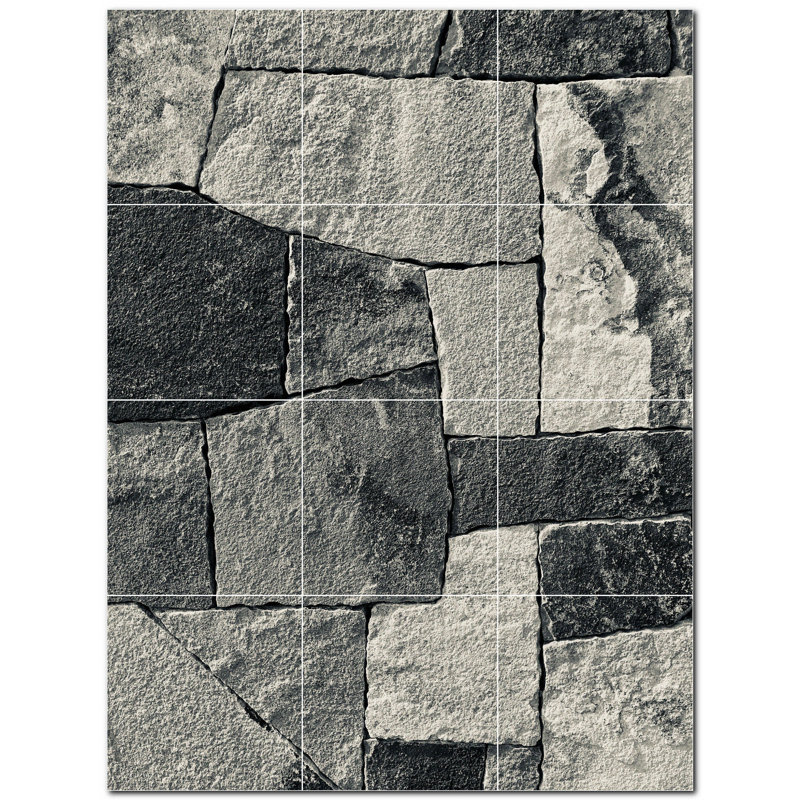 Carreau de céramique décorative photo 36 "x 48" Rocks PT500935: 12 "x 12" (ensemble de 12)