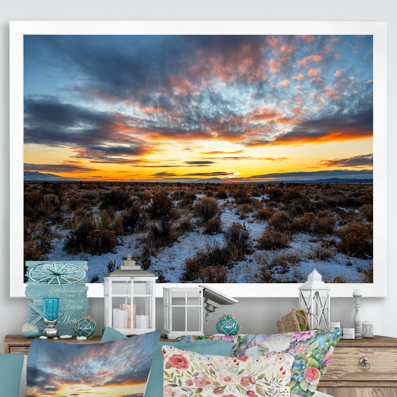 Winter Shrublands On Arkansas Desert sur toile, H 16 po x l 32 po x P 1 po, Cadre photo blanc