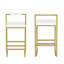 Ensemble de 2 tabourets de bar rembourrés en velours de 2 tabourets de cuisine à hauteur de comptoir (or et blanc crème)-1526939056