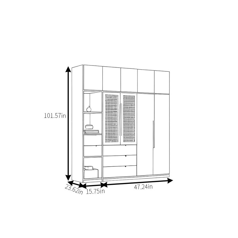 Simple And Practical Wardrobe, 101.57" H x 62.99" W x 23.62" D