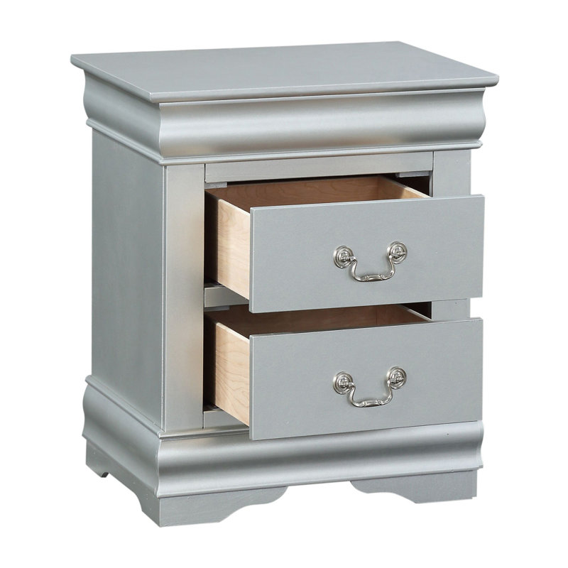 Modern Minimalist Nightstand, Silver